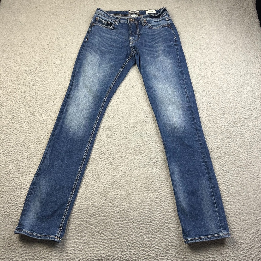 Departwest Trouper Jeans Mens Blue Medium Wash Stretch Slim Straight FITS 26x32